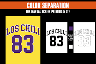 do color separation, vector, sharpen image, halftone for dtf, screen printing