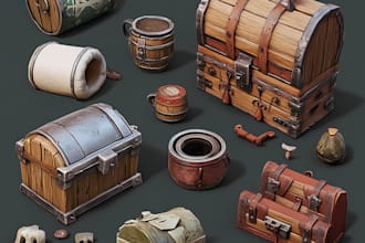 craft unique 2d game art props, icons, items, objects