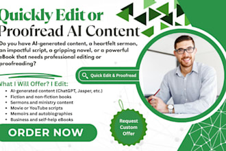 quick edit or proofread ai content, novel, script, line editing, book or ebook