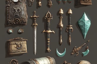 make a high quality game assets, objects, icons, props