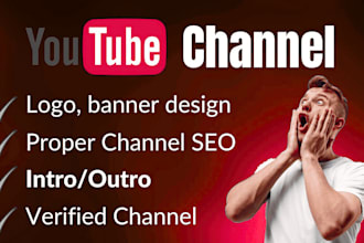 create and SEO optimize your youtube channel logo banner, and set up