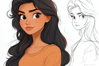 draw your oc or portrait in disney style,semi realistic
