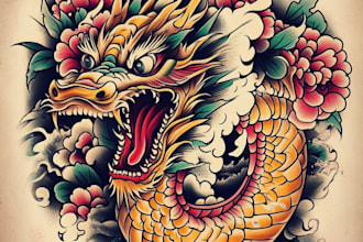 create awesome old school tattoo style design