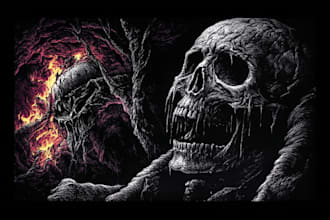 do awesome artwork for dark art, horror, creepy illustration