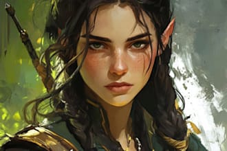 draw dnd character art illustration, dnd party, fantasy, game art