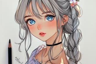 make anime character sheet design for you