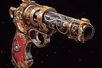 design concept art of weapons for your game