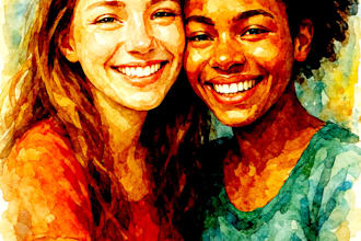 draw watercolor painting or digital art from photo