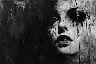 do an brutal, dark, horror, metal art illustration