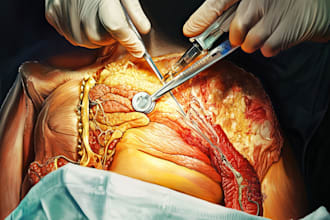 draw a realistic anatomical surgery medical illustration