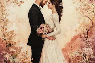 illustrate a vintage couple portrait