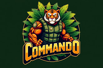 create amazing jungle commando mascot logo  with unlimited revisions