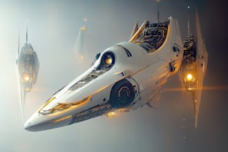 design spaceship, sci fi illustration and sci fi art