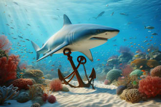 do awesome shark and anchor mascot logo design