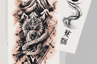 do custom tattoo design , anime , traditional or realistic sleeve tattoo artist