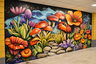 illustrate amazing custom graffiti, wall arts or murals