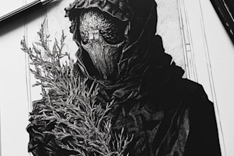 make fantasy or dark creepy horror art illustration
