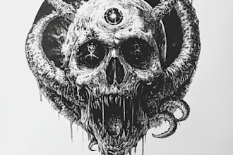 do artwork for tshirt dark art, horror, creepy illustration