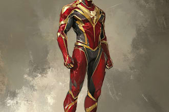 create a concept art superhero character design for comics