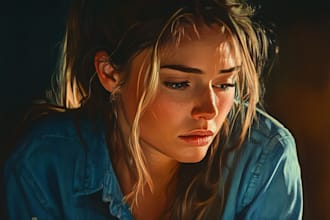 do hand drawing realistic digital oil painting portrait