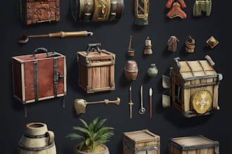 craft unique 2d game art props, icons, items, objects