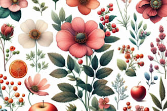 draw botanical illustration of flower illustration