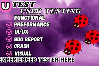 user testing website review or app with functional performance visual report