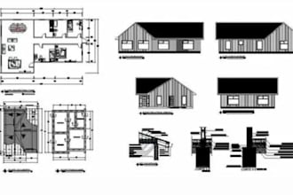2d floor plan, 2d house elevation, 2d room and office layout in autocad