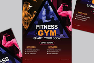design gym flyer, and fitness flyer poster within 2 hours