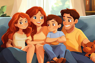 draw family portrait illustration