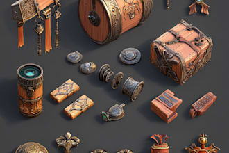 do 2d game assets, props, objects, item, icons fantasy art