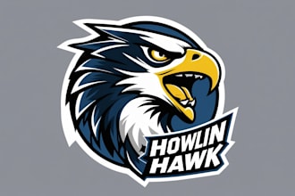 design super howlin hawk mascot logo with express delivery