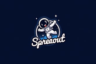 do awesome flying astronaut mascot logo design