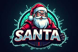 do awesome santa esport mascot logo design