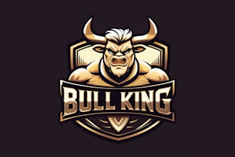 do awesome bull king mascot logo  design
