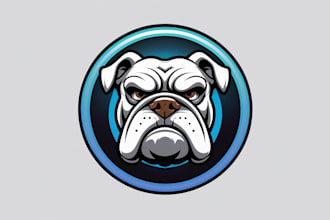 do bulldog head emblem baseball mascot logo design