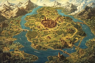 design a parchment styled fantasy map for your world