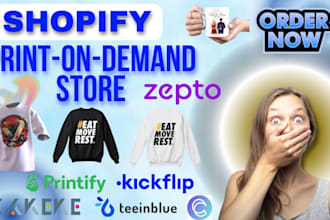 setup shopify print on demand store etsy pod store printify printiful kickflip