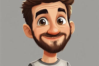 draw a funny cartoon character, caricature, logo, portrait