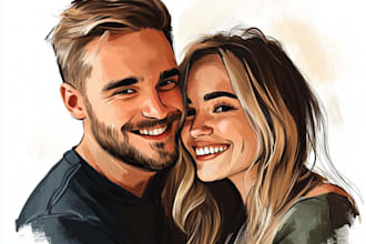 make a cute couple portrait illustration