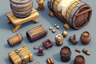 create amazing 2d game art props, icons, items, objects