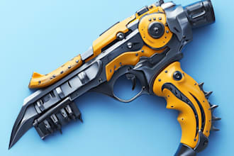 create a 3d weapon illustration for gaming