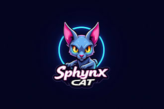 do wonderful sphynx cat head esport mascot logo design