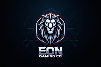 do awesome lion cyborg esport mascot logo design