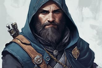 create dnd character art and dnd character concept design