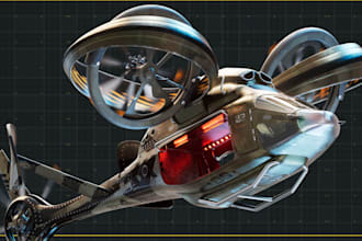 design 3d drone, fighter jet, spaceship, aerospace modeling, aircraft, 3d engine