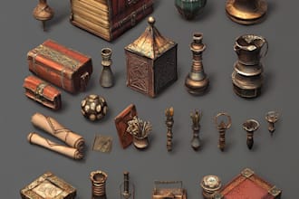 draw 3d model props, objects or medieval weapons