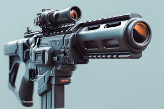 make a 3d weapon illustration for gaming
