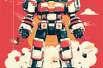 design futuristic mecha robots and pilots cyberpunk