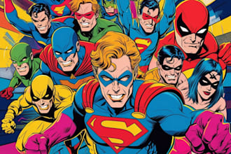 draw you into superhero comic book pop art cartoon